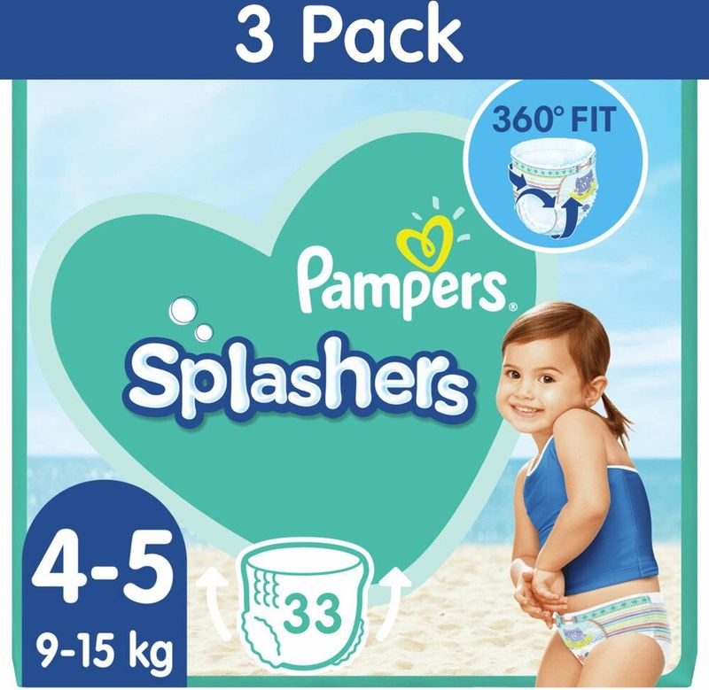 Pampers Splashers Wegwerpbare Zwemluiers - Maat 4-5 (9-15 kg) - 33 stuks - Voordeelverpakking