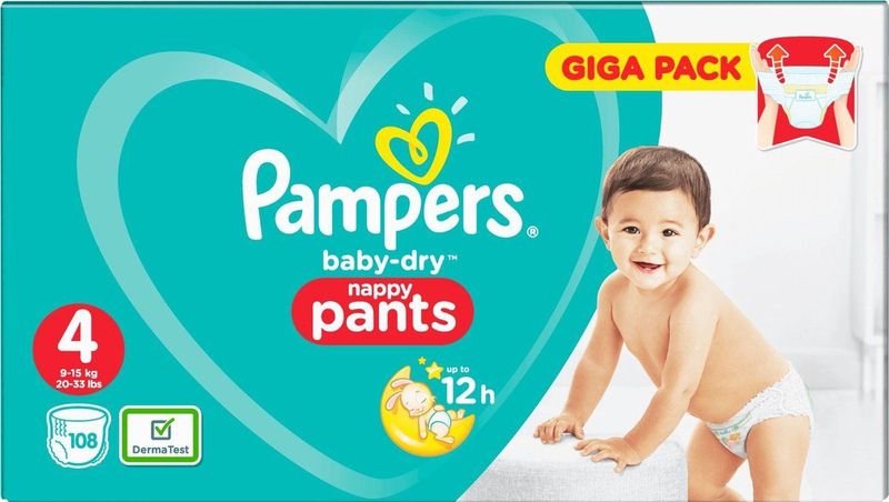 Pampers - Baby Dry Pants - Maat 4 - Mega Pack - 108 stuks - 9/15 KG