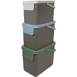 Snips 090084 Set van 3 aparte keukencontainers, kunststof, grijs, 26 x 36 x 50 cm, 3 x 25 liter