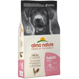 almo nature Holistic Puppy Medium met verse kip, compleet droogvoer voor puppy's en jonge honden, middelgrote rassen, 12 kg