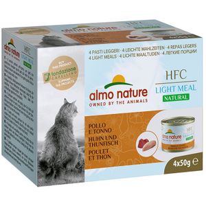 almo nature HFC Natural Light Meal - kip en tonijn - natvoer voor volwassen katten - 4 blikjes van 50 g