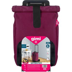 Gimi Sprinter Opvouwbare boodschappentrolley met verstelbare telescopische handgreep, regentas met rolsluiting en klittenband, met grote wielen en spatborden, 50 l, 45 x 39 x 103 cm