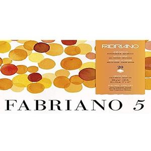 Fabriano Honsell 19100258 Fabriano Disegno 5 Premium aquarelkarton, natuurwit, fijne korrel, 300 g/m², 23 x 21 cm, 20 vellen aan 4 zijden gelijmd, chloor- en zuurvrij