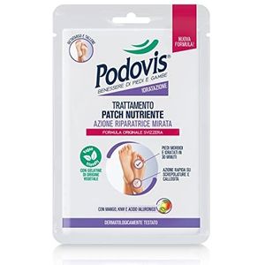 Podovis, Enkele dosis voedende patchbehandeling – behandeling van gebarsten hielen, met onmiddellijke reparatiewerking, voor zachte voeten en lang gehydrateerd, 1 behandeling per verpakking.