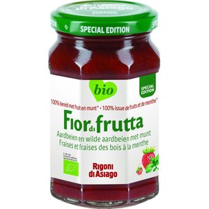 Fiordifrutta Aardbeien en Wilde Aardbeien met Munt Jam 250 Gram