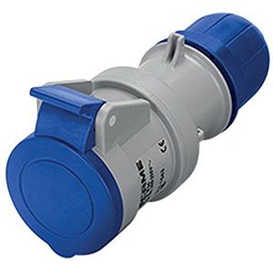 Scame 313.3243 F-serie Optima, IP44-aansluiting, terminal, 2P + E stangen, 32 A, 200 V-250 VAC, 6 uur positie, blauw