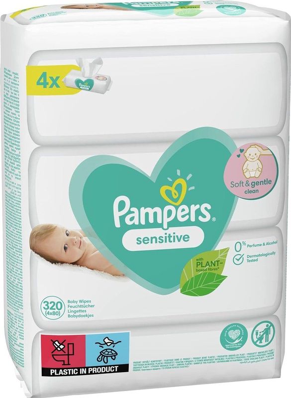 Pampers - Sensitive - Vochtige Reinigingsdoekjes - 4x80 st