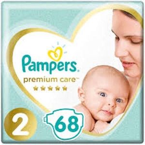 Pampers Luiers maat 2 (4-8 kg), Premium Care luiers, 68 stuks, comfort en bescherming van de gevoelige huid van Pampers