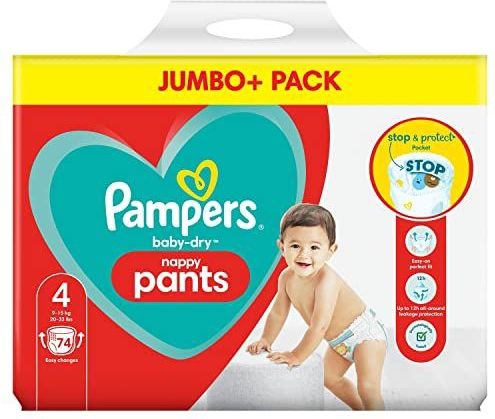 Pampers Baby-Dry Pants - Maat 4 (9kg-15kg) - 74 Luierbroekjes - Jumbo+ Pack