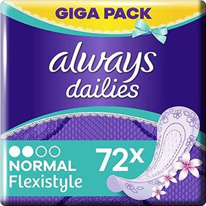 Always Dailies Flexistyle Fresh Normal inlegkruisjes voor dames, 72 maandverband, met subtiele geur, geschikt voor alle slipvormen