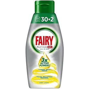 Fairy Platinum Gel voor vaatwasser citroen, 384 wasladingen, maxi formaat van 12 x 32 wasbeurten, 100% resolutie en optimale reiniging