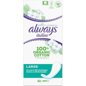 10x Always Dailies Inlegkruisjes Cotton Protection Large 32 stuks