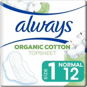 Always Cotton Hygiënische maandverband, maat 1, normaal, 120 maandverband met vleugels, lichte stroom, eco-formaat, 100% biologisch katoen, zonder geur