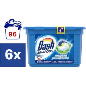 Dash All in1 Wasmiddel Pods Witter dan Wit (Voordeelverpakking) - 6 x 16 (96 wasbeurten)