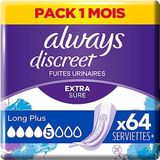 Always Discreet - Long Plus - Incontinentiepads - 64 Pads - Matig Absorptievermogen - Geurneutralisator