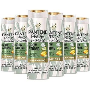 Pantene Pro-V Miracles Grow Strong Shampoo met biotine en bamboe, verpakking van 6 stuks (6 x 250 ml), beauty, haaruitval voor vrouwen, haarverzorging, shampoo voor dames