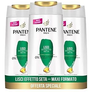 Pantene Pro-V Zijde-effect shampoo voor glad haar, zorgt voor zachtheid en controle van het crêpeeffect, 3 x 675 ml