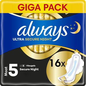 Always - Ultra Maandverband Secure Night Extra Met Vleugels - 16 Stuks