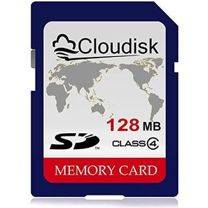 Cloudisk 128 MB SD-kaart klasse 4, standaard SD-geheugenkaart voor oudere digitale camera's, camcorders, audioapparaten, gps en printers