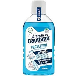Pasta del Capitano, Propolis Bescherming mondwater, alcoholvrij dagelijks mondwater, beschermt tanden en tandvlees, verfrist de adem, 100% Made in Italy, fles van 400 ml