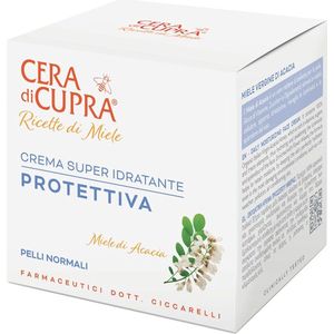Cera di Cupra, Super hydraterende beschermende crème, geeft energie en helderheid aan het gezicht, maakt de huid elastischer, gemaakt in Italië, dermatologisch getest, pot van 50 ml