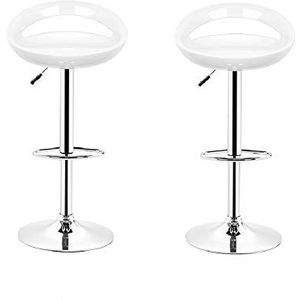 Barkrukken, set van 2 draaibare kunststof stoelen met voetensteun, in hoogte verstelbare keukenbarkrukken (wit)