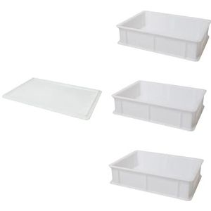 Genus Dei Tris Box voor pizza- en broodgist, voedselcontainer voor deeg, houder voor deeg, drie bakjes 30 x 40 x 10 cm + 1 deksel