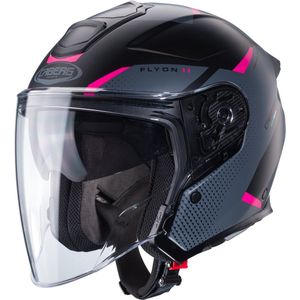 Caberg - Flyon II - Jethelm - Mat Zwart Roze - Glasvezel/Fiber Mix