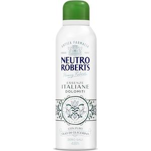 Neutro Roberts, Dolomiet deodorantspray, zonder aluminiumzouten, geen vlekken, met etherische magnolia-olie en wit schuim, met pure glycerineolie, deodorant voor dames en heren, 200 ml