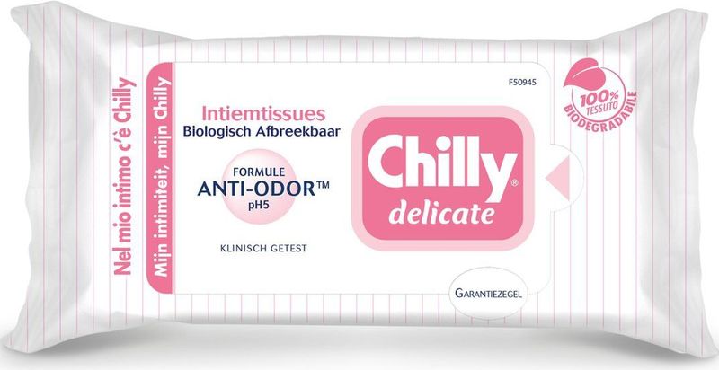 Chilly - Delicate Vochtige Intiemtissues - Biologisch Afbreekbaar - Hypoallergeen