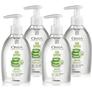 Omia Non Eco biologische zeep met Salento Aloë Vera, vloeibare zeep voor handen en gezicht, hydraterende werking, verzachtend en verfrissend, 4 x 300 ml flessen