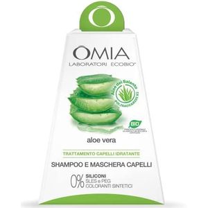 Omia Aloë Vera du Salento cadeauset bel, Fisio shampoo en haarmasker, set voor dames, haarverzorging, shampoo en masker, 2 stuks, 250 ml