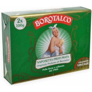 Borotalco, Vaste zeep met Borotalco geur, ideaal voor de hygiëne van je handen, voor een gladde en fluweelachtige huid, twee 100 g zeep