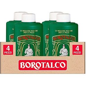 4 flessen à 200 g, 4 x Borotalco talkpoeder Ultra absorberend en verfrissend ook voor gevoelige haren - 4 flessen à 200 g