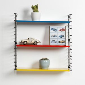 Tomado - Wandrek - Zwart, blauw, geel & rood - Boekenrek - 70x21x68cm - Uitbreidbaar