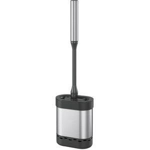 Metaltex cleany toiletborstel + houder 13x8x47 cm zwart/rvs
