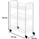 Metaltex Küchenwagen Siena Allzweckwagen 3 Etg. 41x23x63cm, plastifiziert Rollwagen, aus beschichtetem, stabilem Draht gefertigt