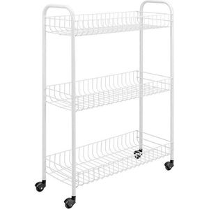 Metaltex Dienstwagen Slim met 3 trappen, metaal, wit, 56 x 23 x 84 cm