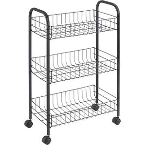 Metaltex - Lugano - Keukentrolley - Zwart - Multifunctionele Trolley met 3 Manden