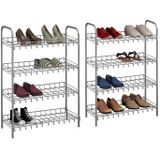 Metaltex - Schoenenrek - Schoenenkast - Schoenen opbergsysteem - 8 lagen - Wit - Met Wandfixatie - 24 Paar Schoenen