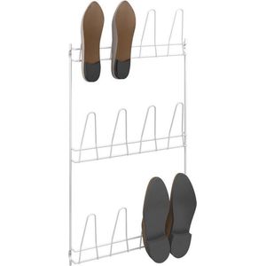 Metaltex - Schoenenrek Penny - Voor aan de deur of de muur - Voor 6 paar schoenen - Wit