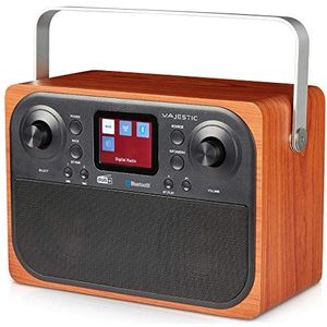 Majestic RT 197 DAB/DAB+/FM-radio, Bluetooth, LCD-display, AUX-IN-ingang, hoofdtelefoonuitgang, wekker 2 alarmen, 3 beltonen