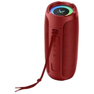 MAJESTIC Flash Bluetooth-luidspreker, LED-verlichting, meerkleurig, USB/microSD/AUX-ingangen, oplaadbare batterij, TWS-functie, rood