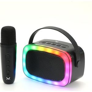Majestic Kara OK Draagbare luidspreker met microfoon, karaoke en Magic Voice functies, ledverlichting, Bluetooth, USB/MicroSD/AUX-IN, oplaadbare batterij, USB-kabel voor het opladen