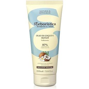 L'Erboristica Athena's Douchemousse, geparfumeerd met kokosolie en monoi-olie, fluweelachtige en hydraterende douchegel, 200 ml