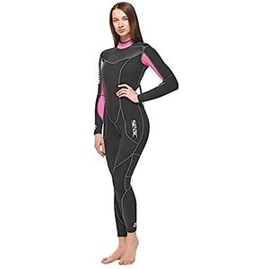 SEAC Sense Wetsuit voor dames, lang, super elastisch, 3 mm, zwart, roze, XXL