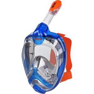 Seac Magica, Snorkelmasker, volledig gezicht, 180 graden, anti-condens, met zachte rok, afgevoerd ventiel en snorkel, met bovenkant, waterdicht, blauw/oranje, L/XL