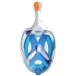 Seac Magica, Snorkelmasker, volledig gezicht, 180 graden, anti-condens, met zachte rok, legen en snorkel, met bovendeel, waterdicht, blauw/oranje, S/M