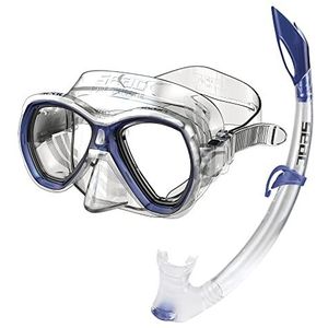 SEAC BIS Elba MD Unisex set met onderwatermasker en snorkelmasker met waterafvoerventiel voor jongens en meisjes, blauw, M