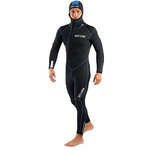 SEAC Resort Man 7.0 wetsuit 7 mm, eendelig wetsuit met ritssluiting aan de voorkant en capuchon, zwart, S